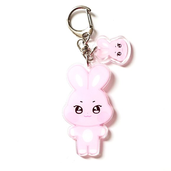 Kawaii Bunny Acrylic Keychain Charm Cute Pink Rabbit Bag Accessory Anime Gift - Picture 1 of 2